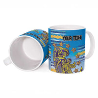 Personalised Cook Islands Va'a Race Ceramic Mug Te Tatau Tattoos Sporty Style Glory Blue Color LT03 - Polynesian Pride
