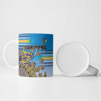 Personalised Cook Islands Va'a Race Ceramic Mug Te Tatau Tattoos Sporty Style Glory Blue Color LT03 - Polynesian Pride