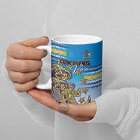 Personalised Cook Islands Va'a Race Ceramic Mug Te Tatau Tattoos Sporty Style Glory Blue Color LT03 - Polynesian Pride