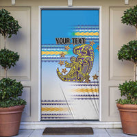 Personalised Cook Islands Va'a Race Door Cover Te Tatau Tattoos Sporty Style Glory Blue Color LT03 Blue - Polynesian Pride