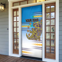 Personalised Cook Islands Va'a Race Door Cover Te Tatau Tattoos Sporty Style Glory Blue Color LT03 - Polynesian Pride