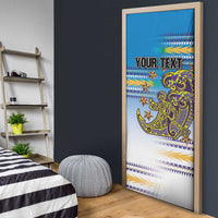 Personalised Cook Islands Va'a Race Door Cover Te Tatau Tattoos Sporty Style Glory Blue Color LT03 - Polynesian Pride