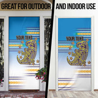 Personalised Cook Islands Va'a Race Door Cover Te Tatau Tattoos Sporty Style Glory Blue Color LT03 - Polynesian Pride