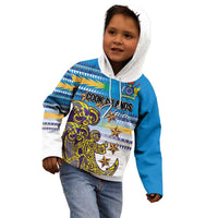 Personalised Cook Islands Va'a Race Kid Hoodie Te Tatau Tattoos Sporty Style Glory Blue Color - Polynesian Pride