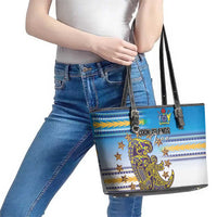 Cook Islands Va'a Race Leather Tote Bag Te Tatau Tattoos Sporty Style Glory Blue Color - Polynesian Pride