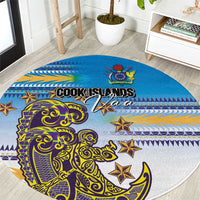 Cook Islands Va'a Race Round Carpet Te Tatau Tattoos Sporty Style Glory Blue Color LT03 Blue - Polynesian Pride