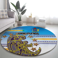 Cook Islands Va'a Race Round Carpet Te Tatau Tattoos Sporty Style Glory Blue Color LT03 - Polynesian Pride