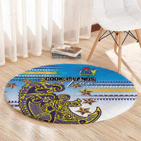 Cook Islands Va'a Race Round Carpet Te Tatau Tattoos Sporty Style Glory Blue Color LT03 - Polynesian Pride