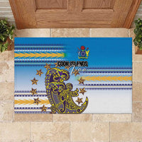Cook Islands Va'a Race Rubber Doormat Te Tatau Tattoos Sporty Style Glory Blue Color LT03 Blue - Polynesian Pride