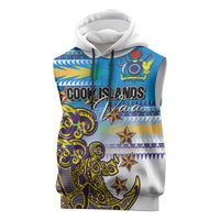 Personalised Cook Islands Va'a Race Sleeveless Hoodie Te Tatau Tattoos Sporty Style Glory Blue Color - Polynesian Pride