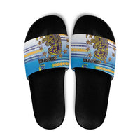 Cook Islands Va'a Race Slide Sandals Te Tatau Tattoos Sporty Style Glory Blue Color LT03 Blue - Polynesian Pride