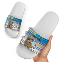 Cook Islands Va'a Race Slide Sandals Te Tatau Tattoos Sporty Style Glory Blue Color LT03 - Polynesian Pride