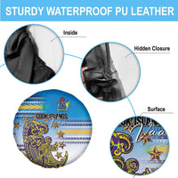 Cook Islands Va'a Race Spare Tire Cover Te Tatau Tattoos Sporty Style Glory Blue Color - Polynesian Pride