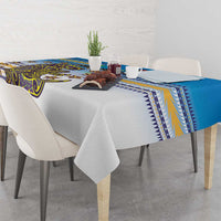 Cook Islands Va'a Race Tablecloth Te Tatau Tattoos Sporty Style Glory Blue Color - Polynesian Pride