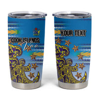 Personalised Cook Islands Va'a Race Tumbler Cup Te Tatau Tattoos Sporty Style Glory Blue Color LT03 Blue - Polynesian Pride