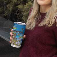 Personalised Cook Islands Va'a Race Tumbler Cup Te Tatau Tattoos Sporty Style Glory Blue Color LT03 - Polynesian Pride