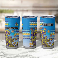 Personalised Cook Islands Va'a Race Tumbler Cup Te Tatau Tattoos Sporty Style Glory Blue Color LT03 - Polynesian Pride