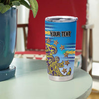 Personalised Cook Islands Va'a Race Tumbler Cup Te Tatau Tattoos Sporty Style Glory Blue Color LT03 - Polynesian Pride