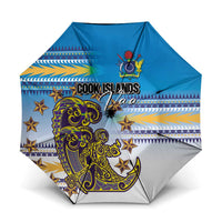 Cook Islands Va'a Race Umbrella Te Tatau Tattoos Sporty Style Glory Blue Color LT03 One Size Folded 11.42 inch Opened Diameter 37.4 inch Blue - Polynesian Pride