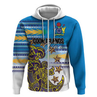 Personalised Cook Islands Va'a Race Zip Hoodie Te Tatau Tattoos Sporty Style Glory Blue Color - Polynesian Pride