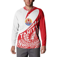 Personalised Tahiti Va'a Race Button Sweatshirt Polynesian Tattoos Sporty Style - Polynesian Pride
