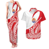Personalised Tahiti Va'a Race Couples Matching Tank Maxi Dress and Hawaiian Shirt Polynesian Tattoos Sporty Style - Polynesian Pride