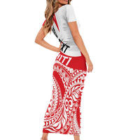 Personalised Tahiti Va'a Race Short Sleeve Bodycon Dress Polynesian Tattoos Sporty Style - Polynesian Pride