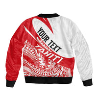 Personalised Tahiti Va'a Race Sleeve Zip Bomber Jacket Polynesian Tattoos Sporty Style - Polynesian Pride