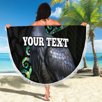 Custom Pukeko New Zealand Beach Blanket Koru Papua Shell with Silver Fern Pattern LT03 - Polynesian Pride