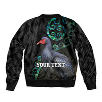 Custom Pukeko New Zealand Bomber Jacket Koru Papua Shell with Silver Fern Pattern LT03 - Polynesian Pride