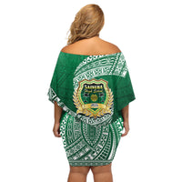 Tonga Saineha High School Off Shoulder Short Dress Traditional Ngatu and Polynesian Pattern LT03 - Polynesian Pride