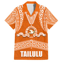 Tonga Tailulu College Family Matching Summer Maxi Dress and Hawaiian Shirt Traditional Ngatu and Polynesian Pattern LT03 Dad's Shirt - Short Sleeve Orange - Polynesian Pride
