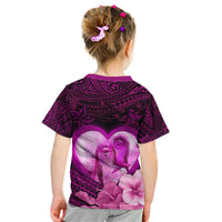 Dolphin Couple Love Story Valentine Day Kid T Shirt With Polynesian Tribal Tattoo Pink Style LT03 - Polynesian Pride