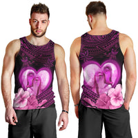 Dolphin Couple Love Story Valentine Day Men Tank Top With Polynesian Tribal Tattoo Pink Style LT03 - Polynesian Pride