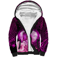 Dolphin Couple Love Story Valentine Day Sherpa Hoodie With Polynesian Tribal Tattoo Pink Style LT03 Unisex Pink - Polynesian Pride