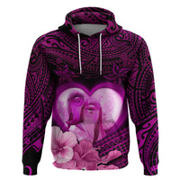 Dolphin Couple Love Story Valentine Day Zip Hoodie With Polynesian Tribal Tattoo Pink Style LT03 Pullover Hoodie Pink - Polynesian Pride