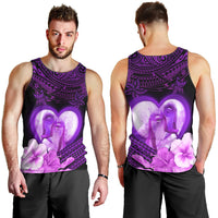 Dolphin Couple Love Story Valentine Day Men Tank Top With Polynesian Tribal Tattoo Purple Style LT03 - Polynesian Pride