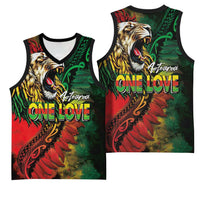 Aotearoa One Love Basketball Jersey Reggae Lion with Kakahu Huruhuru LT03 - Polynesian Pride