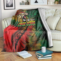 Aotearoa One Love Blanket Reggae Lion with Kakahu Huruhuru LT03 Black - Polynesian Pride