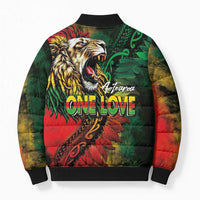 Aotearoa One Love Bomber Puffer Jacket Reggae Lion with Kakahu Huruhuru LT03 - Polynesian Pride