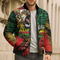 Aotearoa One Love Bomber Puffer Jacket Reggae Lion with Kakahu Huruhuru LT03 - Polynesian Pride