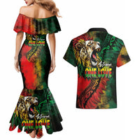 Aotearoa One Love Couples Matching Mermaid Dress and Hawaiian Shirt Reggae Lion with Kakahu Huruhuru LT03 - Polynesian Pride