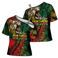 Aotearoa One Love Cross Shoulder Shirt Reggae Lion with Kakahu Huruhuru LT03 - Polynesian Pride