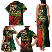 Aotearoa One Love Family Matching Tank Maxi Dress and Hawaiian Shirt Reggae Lion with Kakahu Huruhuru