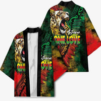 Aotearoa One Love Kimono Reggae Lion with Kakahu Huruhuru LT03 - Polynesian Pride