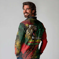 Aotearoa One Love Long Sleeve Polo Shirt Reggae Lion with Kakahu Huruhuru