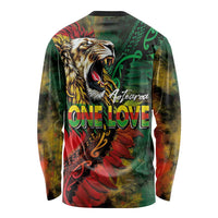 Aotearoa One Love Long Sleeve Shirt Reggae Lion with Kakahu Huruhuru LT03 - Polynesian Pride