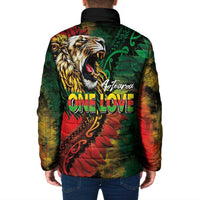 Aotearoa One Love Padded Jacket Reggae Lion with Kakahu Huruhuru