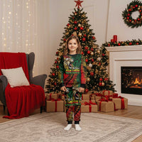 Aotearoa One Love Christmas Pajama Set Reggae Lion with Kakahu Huruhuru LT03 Kid Black - Polynesian Pride