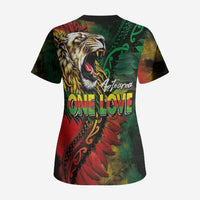 Aotearoa One Love Scrub Top Reggae Lion with Kakahu Huruhuru LT03 - Polynesian Pride